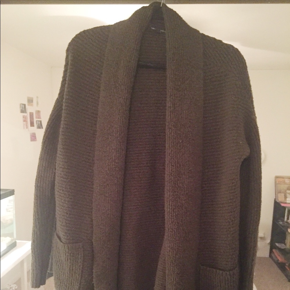 Forest Green Long Fuzzy Cardigan